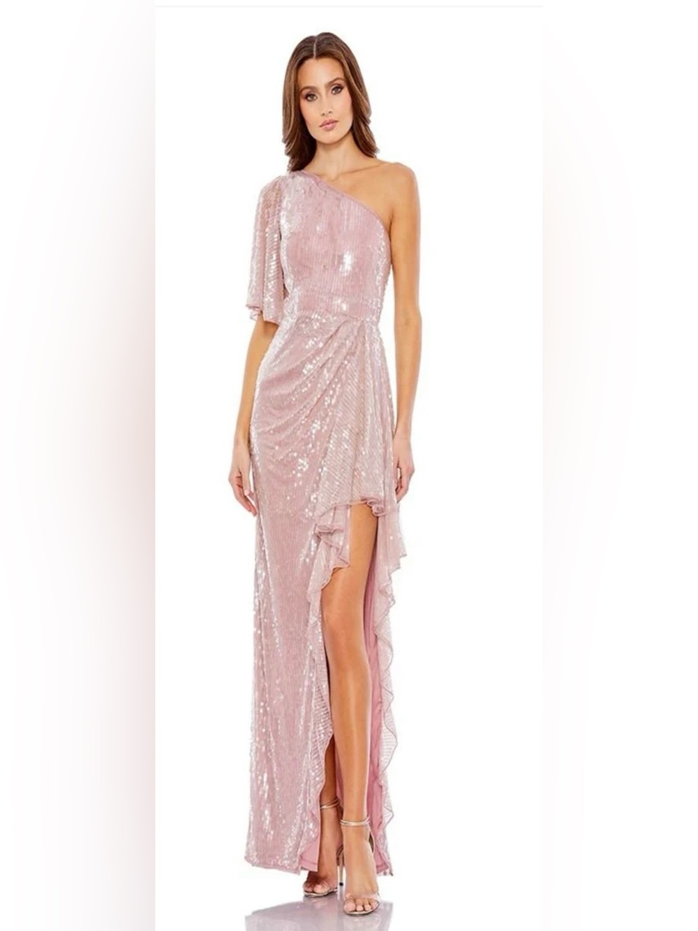 Mac Duggal Mauve One-Shoulder Sequin Gown